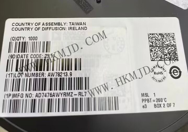 12位ADC AD7476AWYRMZ 1 MSPS、低功耗A/D轉換器，采用MSOP封裝