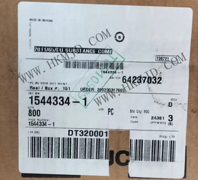 【TE泰科】汽車連接器 1544334-1 2 位置 體座 連接器 公型，接片 黑色 0.315