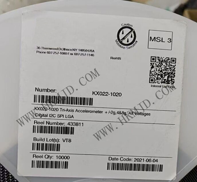 運(yùn)動(dòng)傳感器_KX022-1020_加速計(jì) X，Y，Z 軸 ±2g，4g，8g 0.39Hz ~ 800Hz 12-LGA