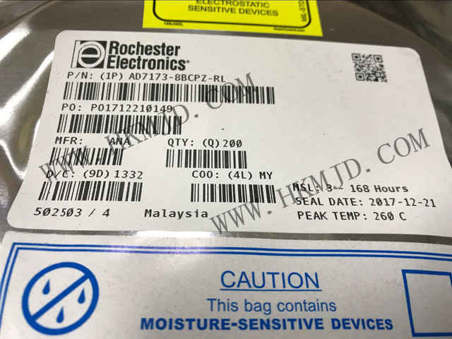 AD7173-8BCPZ：8/16通道、31.25kSPS、24位Σ-Δ型ADC