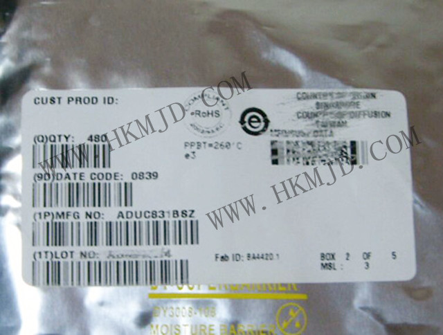 ADUC831BSZ：具有嵌入式62 KB閃存MCU的MicroConverter?、12位ADC和DAC