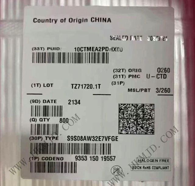 [供應(yīng)] S9S08AW32E7VFGE (NXP) 40MHz，8位 S08內(nèi)核 微控制器 IC