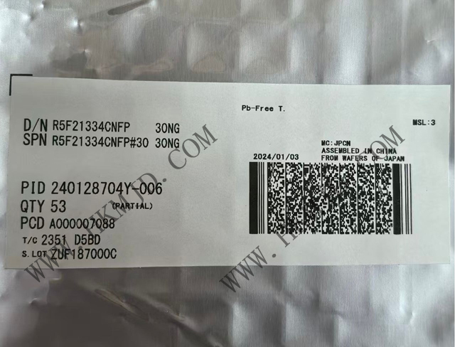 瑞薩電子【MCU芯片】R5F21334CNFP 16位微控制器，采用R8C CPU內(nèi)核