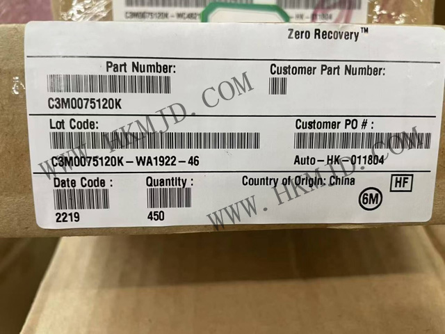 現(xiàn)貨供應(yīng) Wolfspeed C3M0075120K 1200V SiC MOSFET，75mΩ 低導(dǎo)通電阻